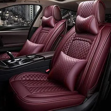 Seat Covers: Maroon leather seat covers